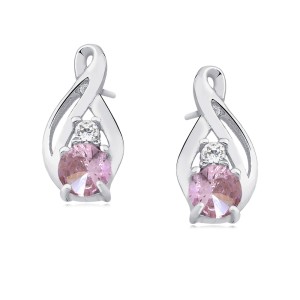 Cercei argint cu piatra roz DiAmanti Z1422E_LP-DIA (Argint 925‰ 1,1 g.)